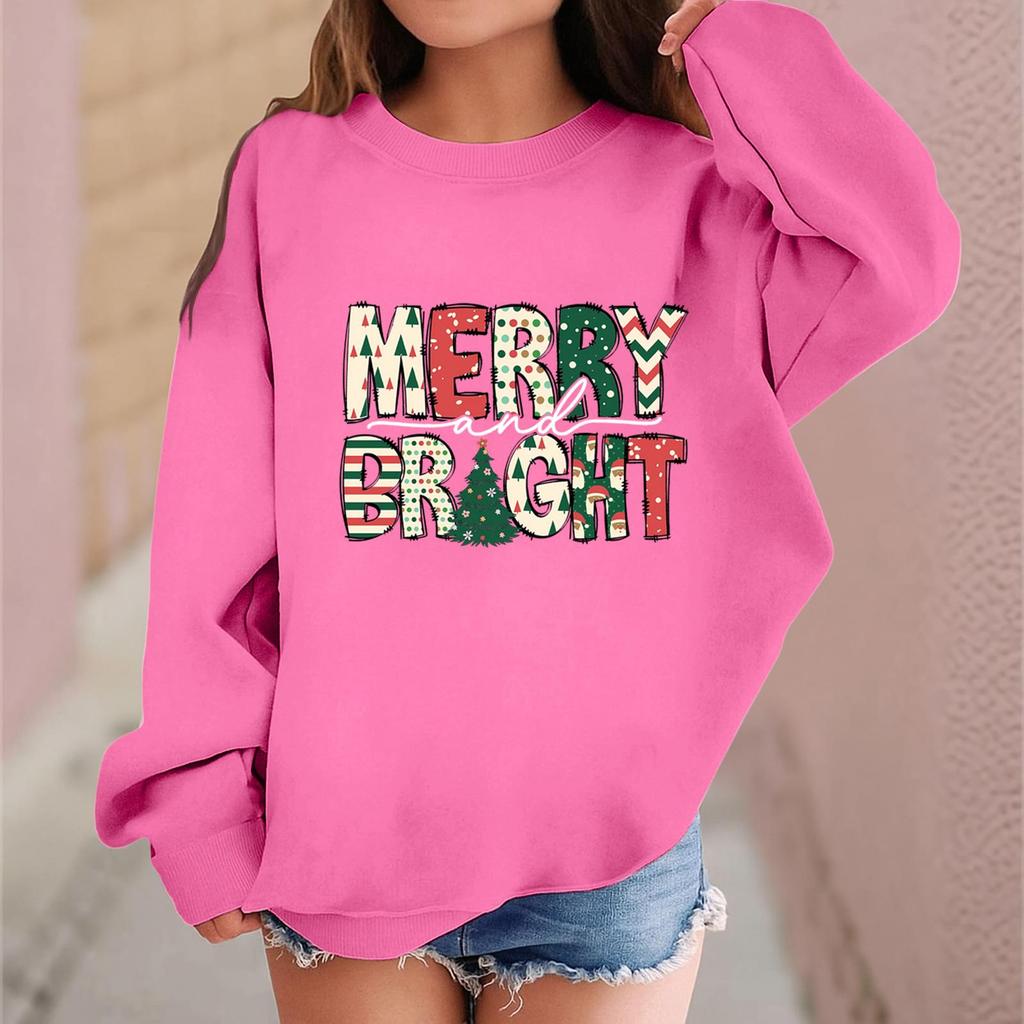 Dětská módní ležérní mikina s dlouhým rukávem a volného střihu s vánočním potiskem