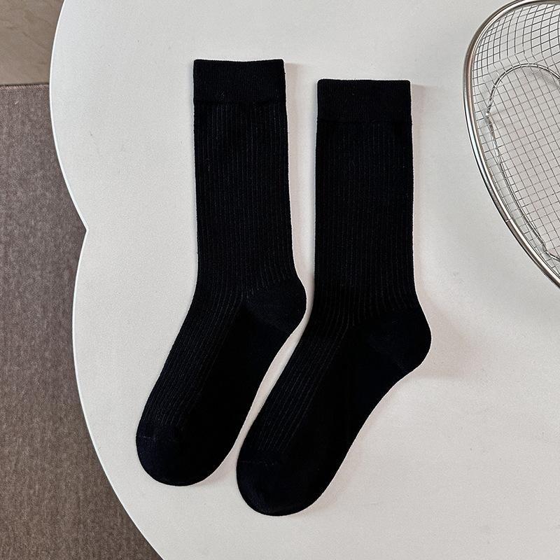 Ankela Red Socks for Women, Spring and Autumn, Mid-calf Socks, Cotton, Wine Red, Dark Red, Slender Long Socks