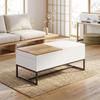 Extendable Coffee Table, Modern Living Room Table with Sliding Top, Hidden Storage, and Steel Legs, White