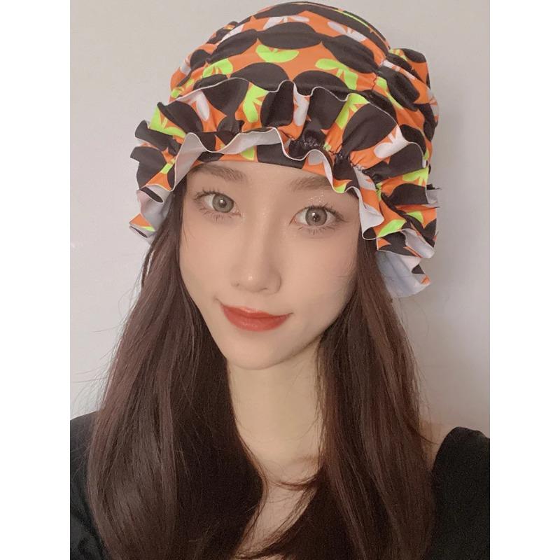 Womens Swim Cap for Long Hair Cute Korean Style Colorful Fabric Design Elegant Beach Photography Hot Spring Swimming Cap