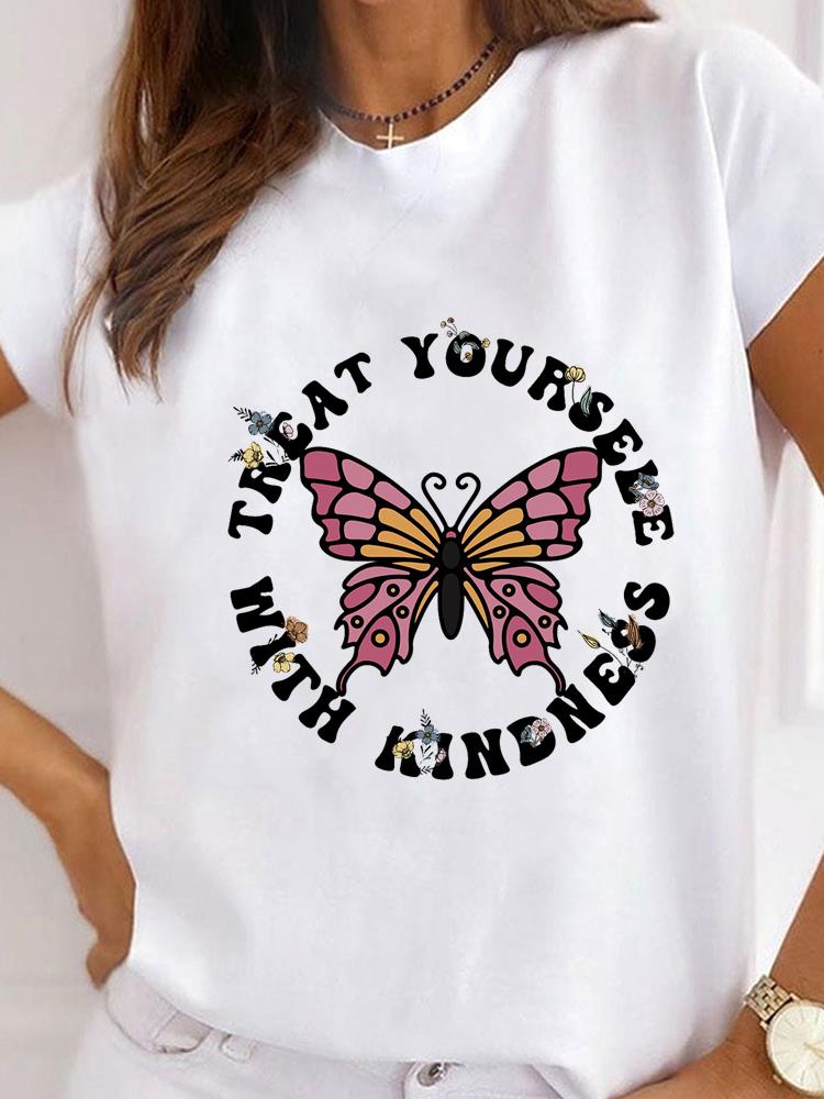 Women Clothes Bee Love Style Letter Clothing Print T Shirt Short Sleeve Summer Top Tee Basic Fashion Graphic T-shirt