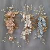 Handmade Floral Hairpiece with Crystal Wedding Hair Comb for Bride or Bridesmaid Ethnic Style Headwear Accessories
