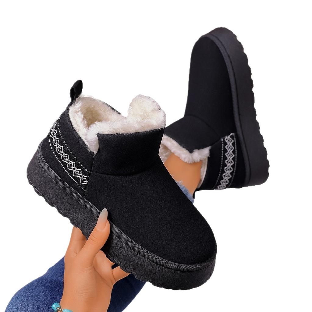 Warm short tube velvet thick-soled lazy shoes cotton shoes winter one-pedal thick-soled retro snow boots women