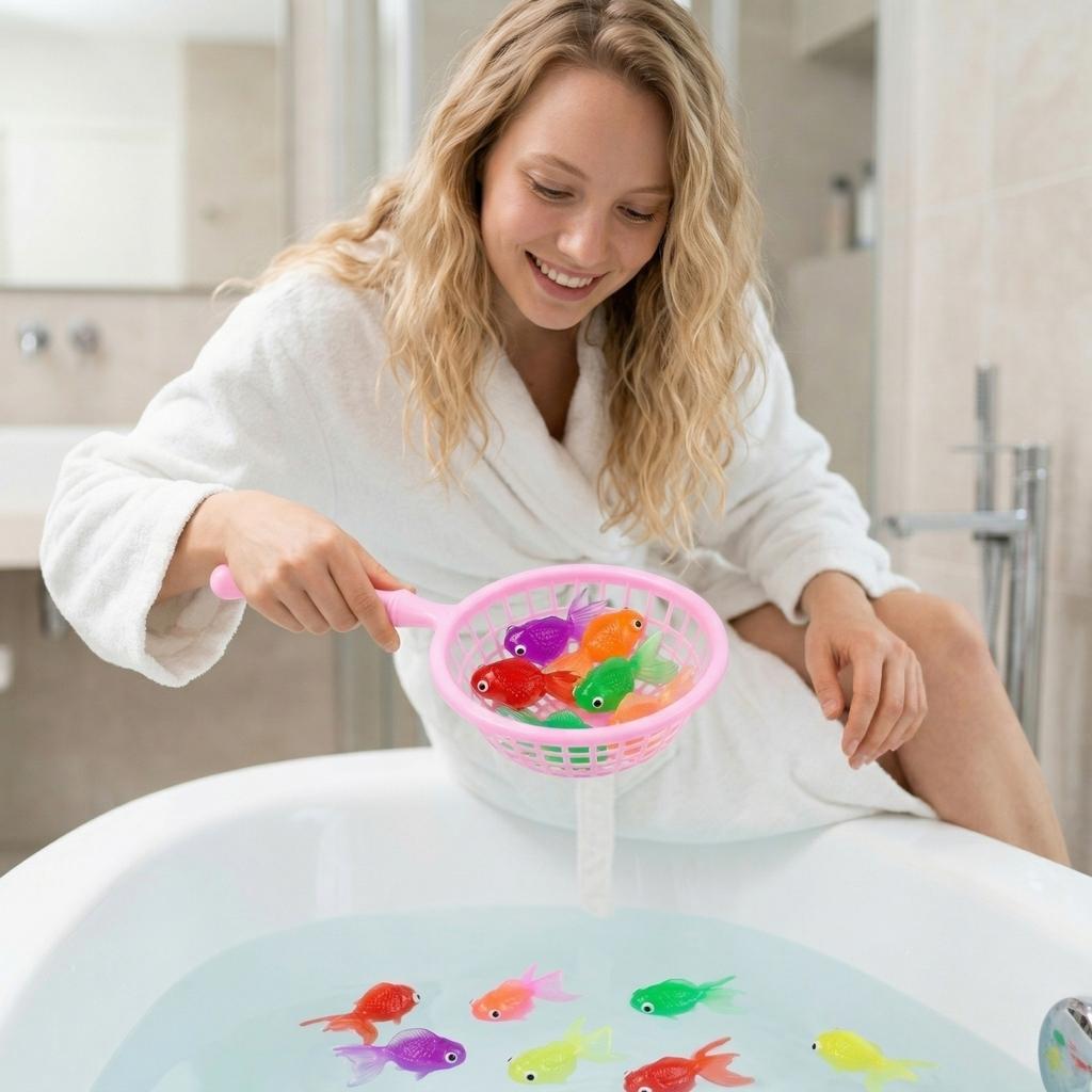 Floating Goldfish Toys Transparent Eco-Friendly Ocean Sea Animals Kids Bath Fishing Play Set