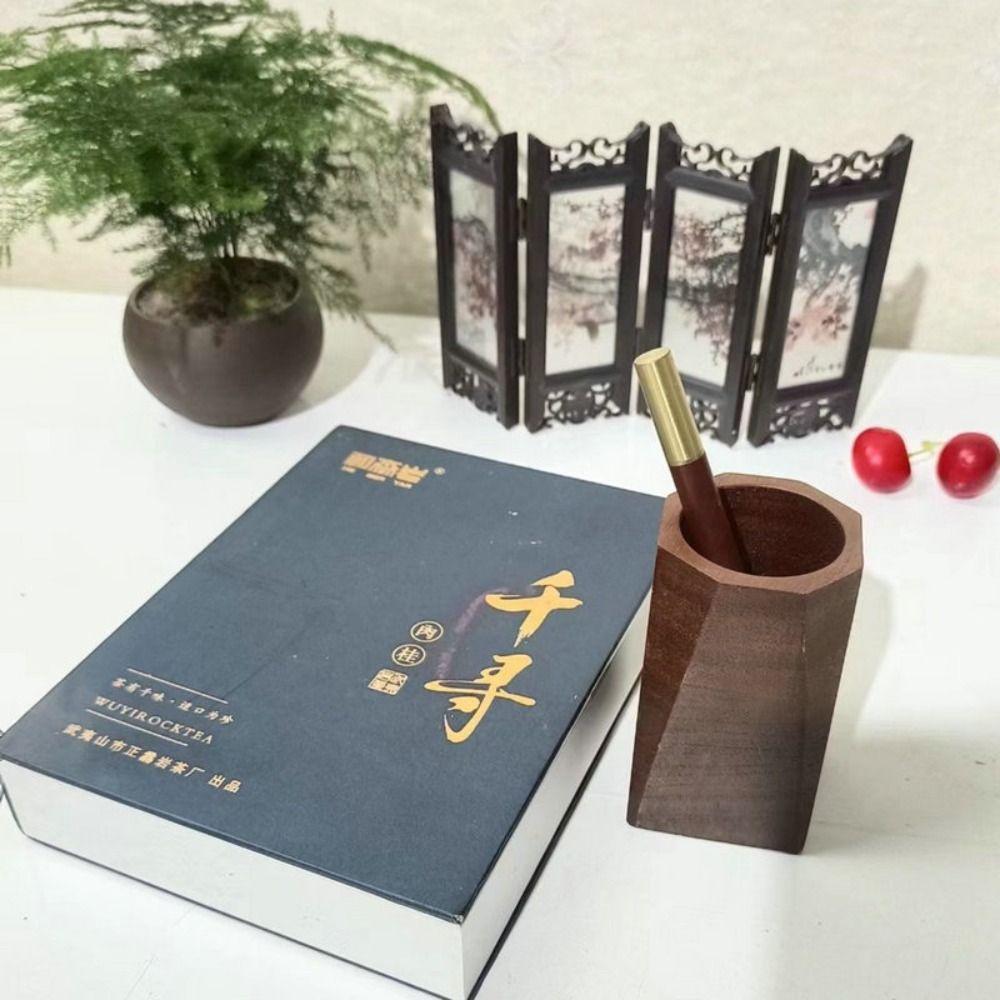Wood Pen Container Large-capacity Desktop Storage Bucket Stationery Storage Holder  School Office