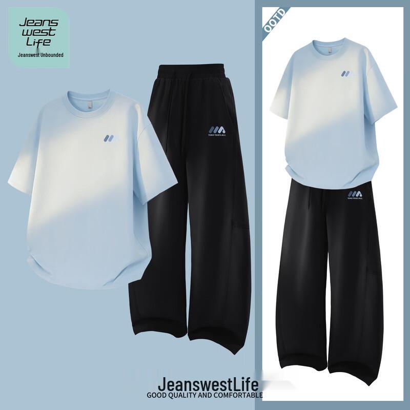 Jeanswest Men s Summer Geometric Print Cotton T-Shirt & Casual Pants Set 3XL