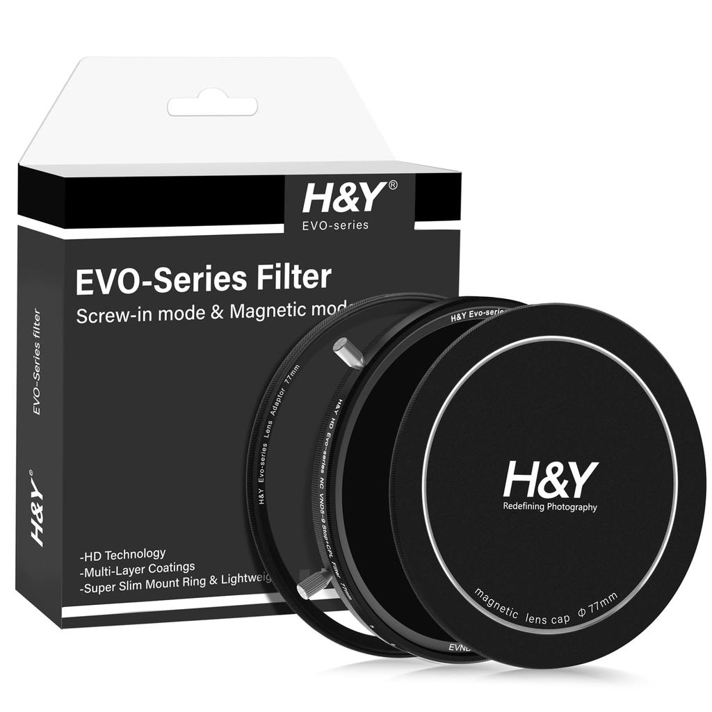 Variable ND PL 77mm HD Natural CPL Filter Compatible with Magnetic and Stops of Light Faithful Color Lens Cap and H&Y Filter, Filter, EVO, Color,