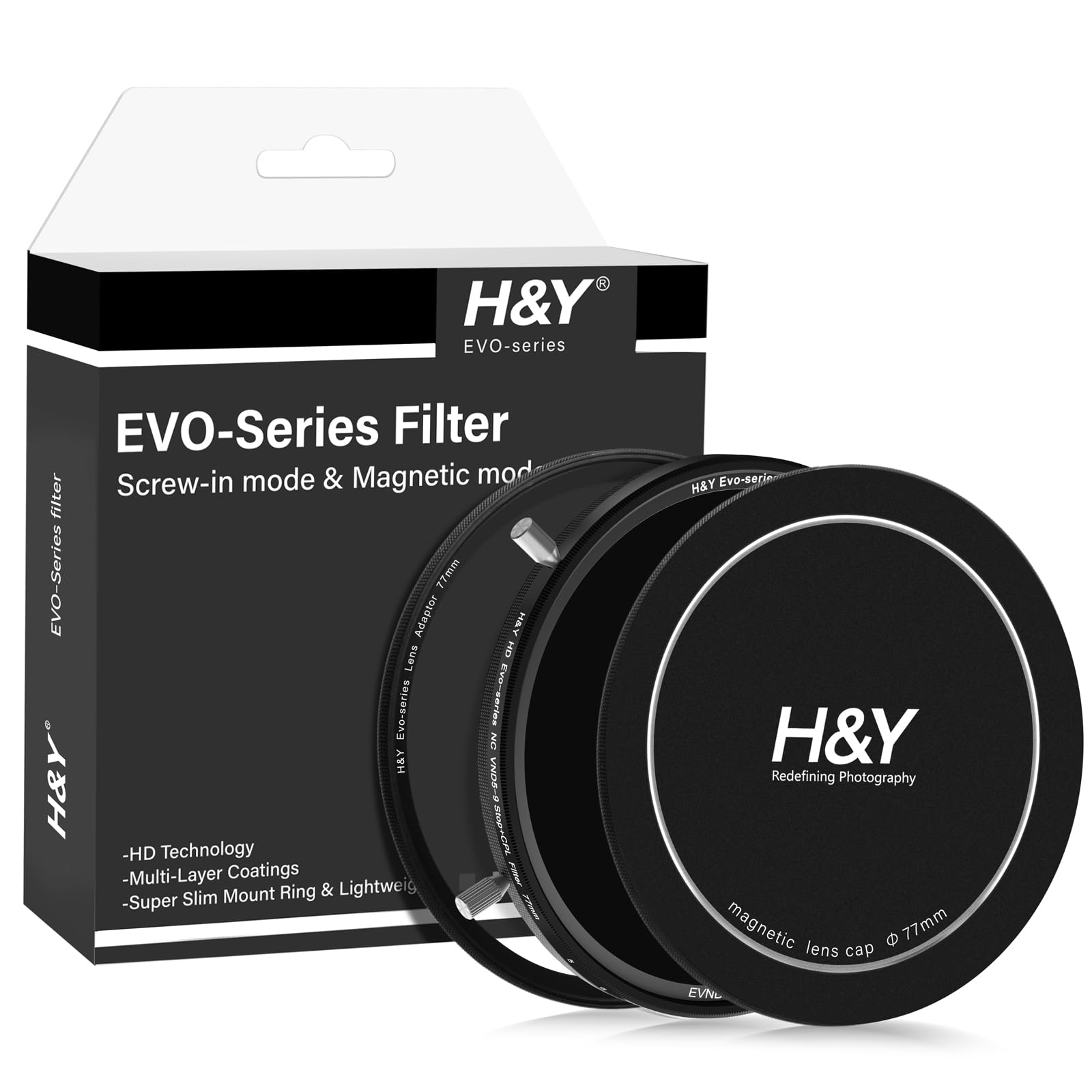 

Variable ND PL 77mm HD Natural CPL Filter Compatible with Magnetic and Stops of Light Faithful Color Lens Cap and H&Y Filter, Filter, EVO, Color,