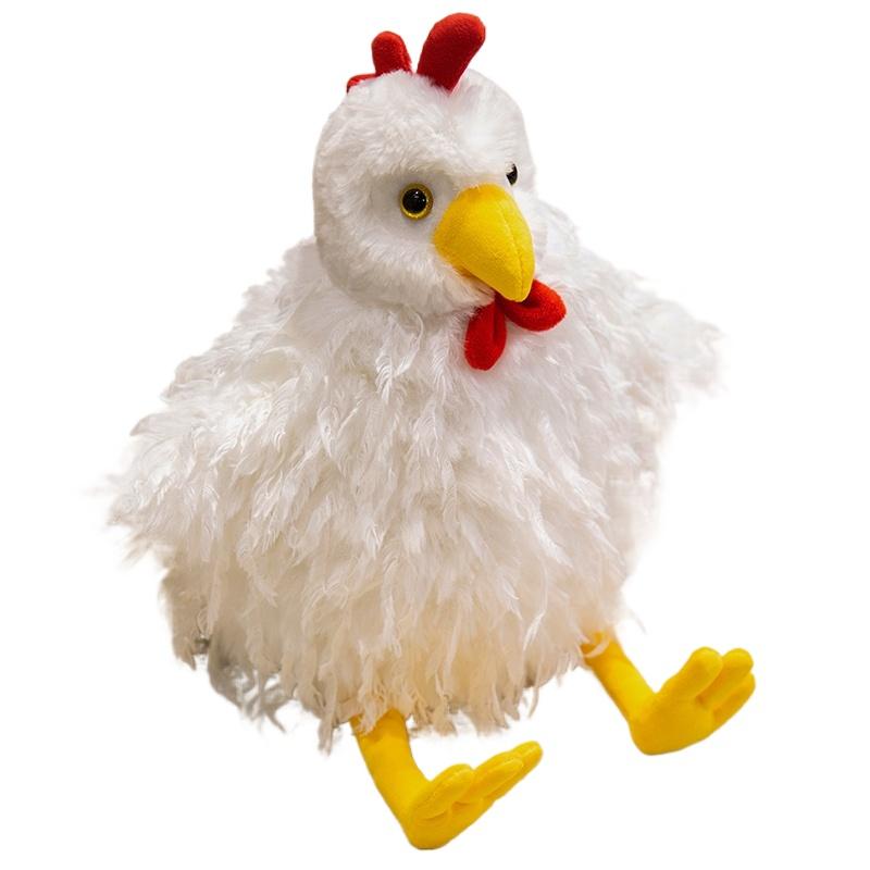 Easter Chicken Plush Toy Feathered Chicken Stuffed Animal Rooster Plushies Dolls Happy Easter Day Decors for Home Ornaments 28cm белый