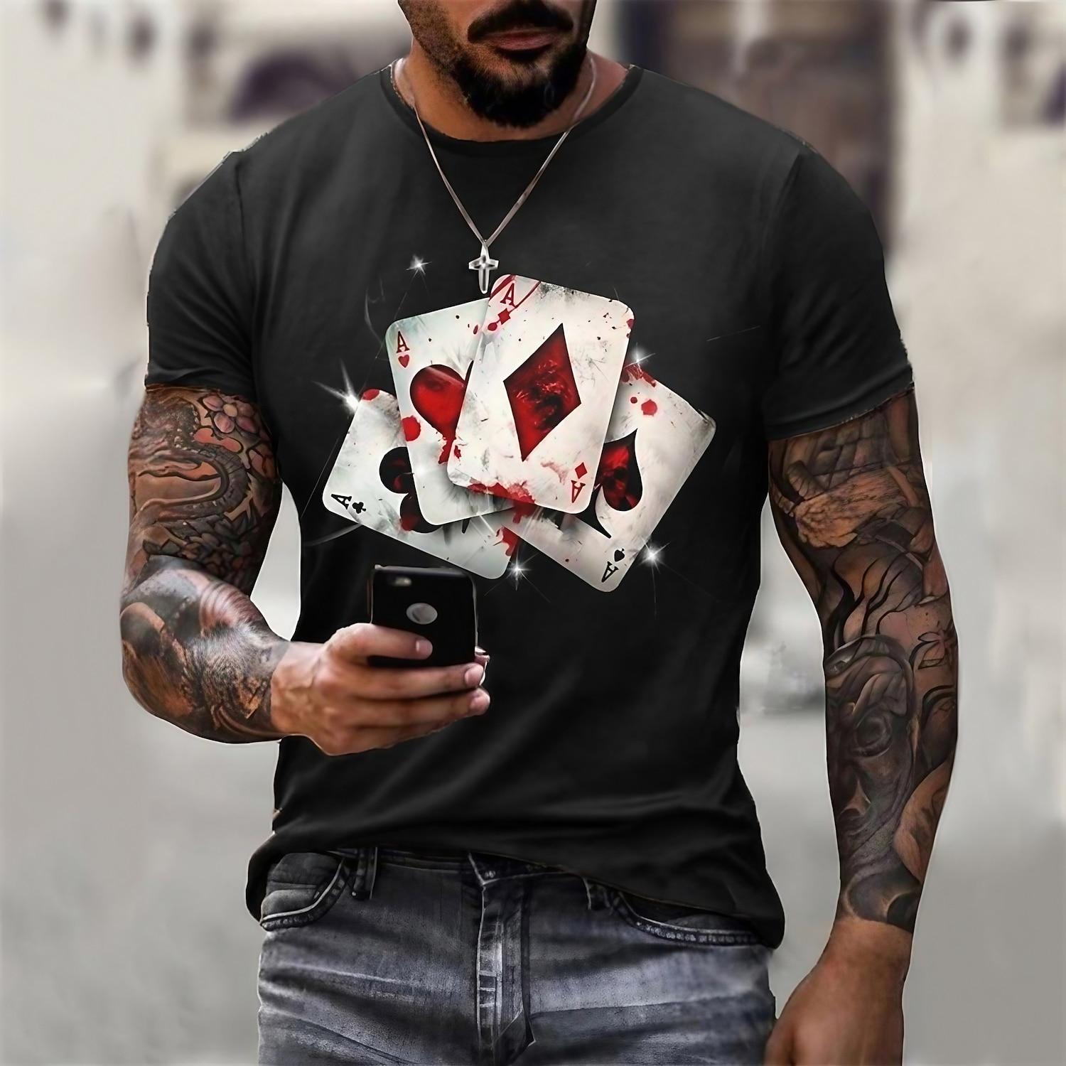 Spring and Summer Men s 3D Short-Sleeved T-Shirt XL