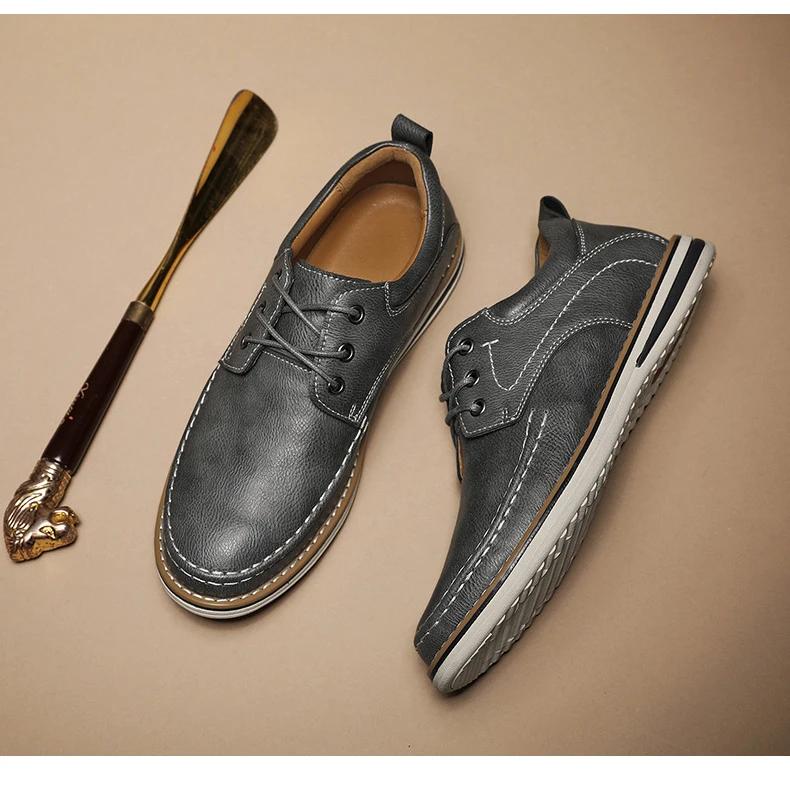 Herren Echtleder Freizeit-Schuhe Mode Business Freizeit-Schuhe Schnür-Loafer