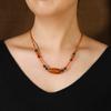 Retro New Chinese Wooden Bamboo Necklace Niche Design Beeswax Agate Pendant Collarbone Chain Women's Literary Accessories