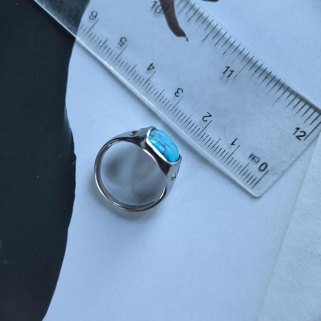 Серебряное кольцо с бирюзой, вес изделия 4,57 гр (2176558)