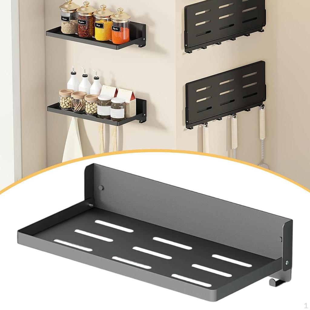 Folding Wall Shelf with Hooks Versatile Decoration Mounted Bathroom Floating for