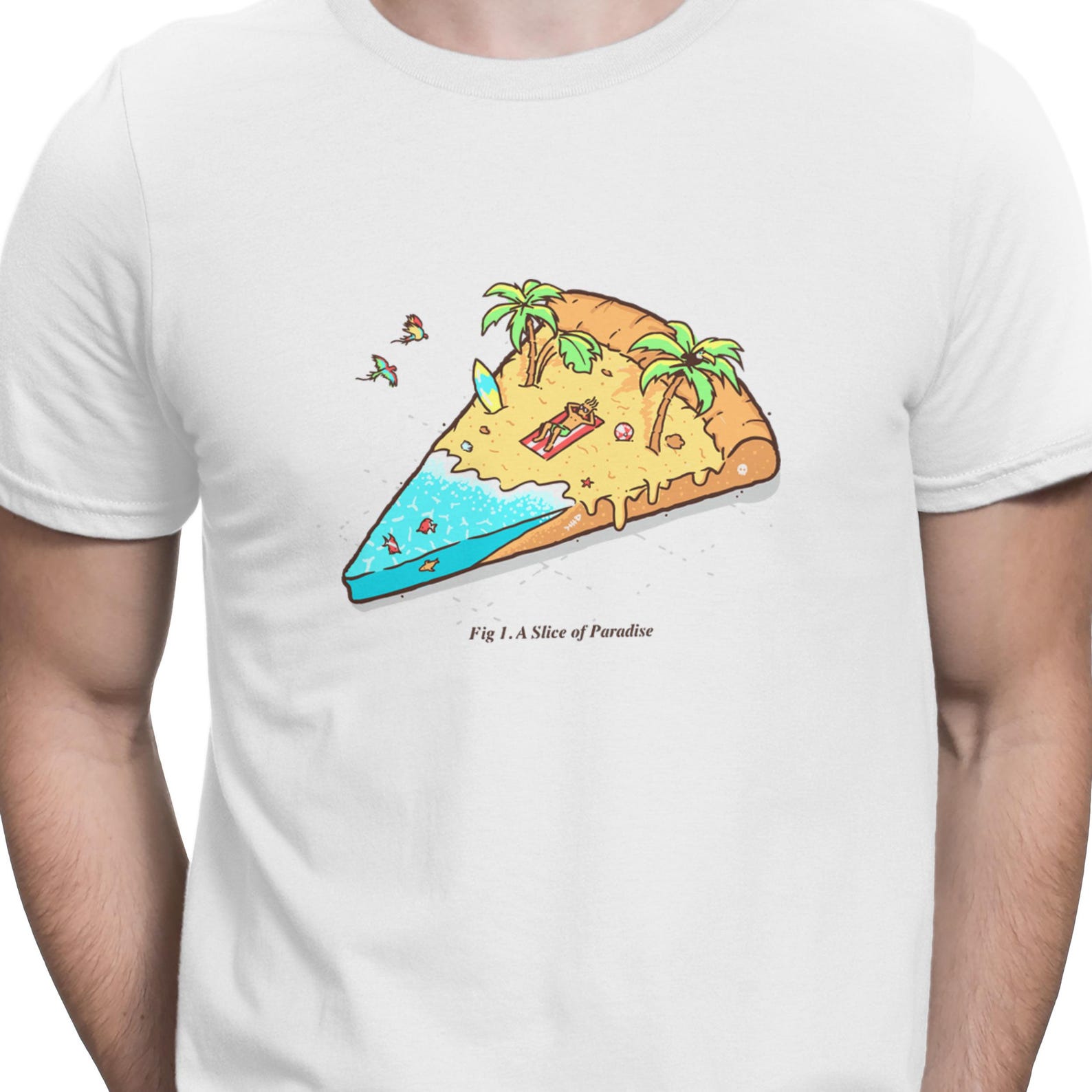 Pizza Lover T-Shirt Tropical Beach T-Shirt Summer Vacation Tee 4XL
