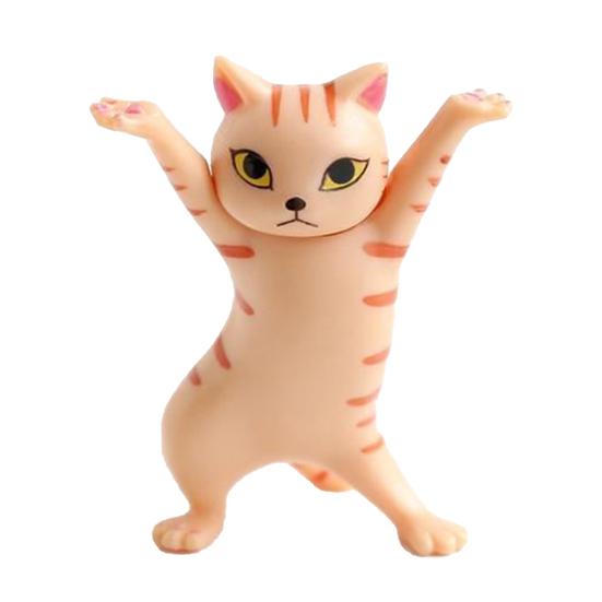 

Танцующая фигурка кота, украшение, очаровательный внешний вид, мини-размер, забавная мультяшная статуя кота, модель животного, орнамент жёлтый