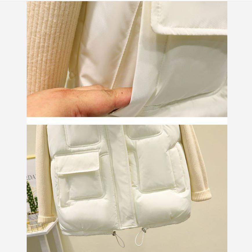 Down Cotton Vest Women's Outer Wear Thick Waistcoat Jacket Loose Zipper Hooded Vest