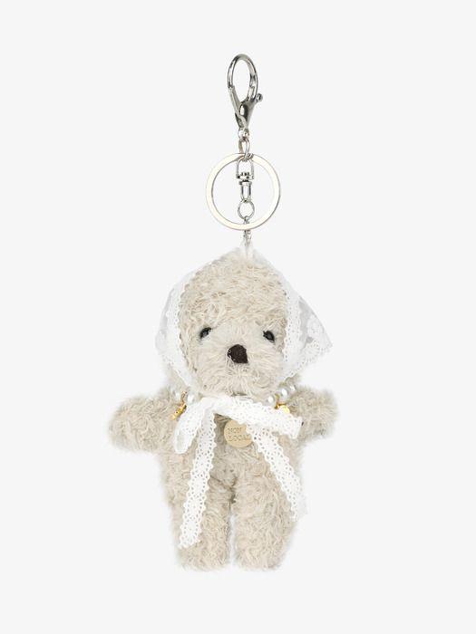 NONLOCAL Кружевной платок Брелок-медведь - Светло-бежевый Light Beige_FREE