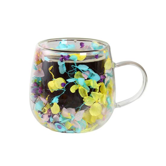 

Double-Wall Glass Mug with Dried Flower Design 250ml Heat-Resistant Borosilicate Glass Cup 250ml