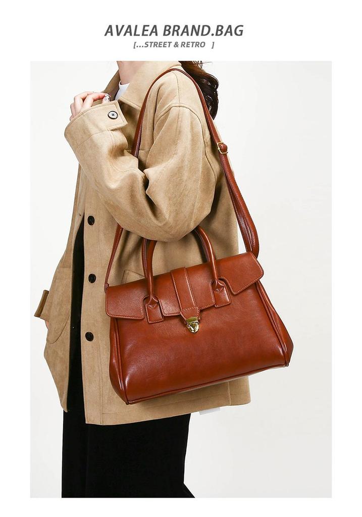 European & American Retro Tote for Women 2025 – Large Capacity Handheld Briefcase for Business Travel & Commuting