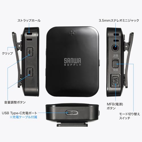 SANWA SUPPLY Bluetooth Audio Transmitter & Receiver MM-BTAD6