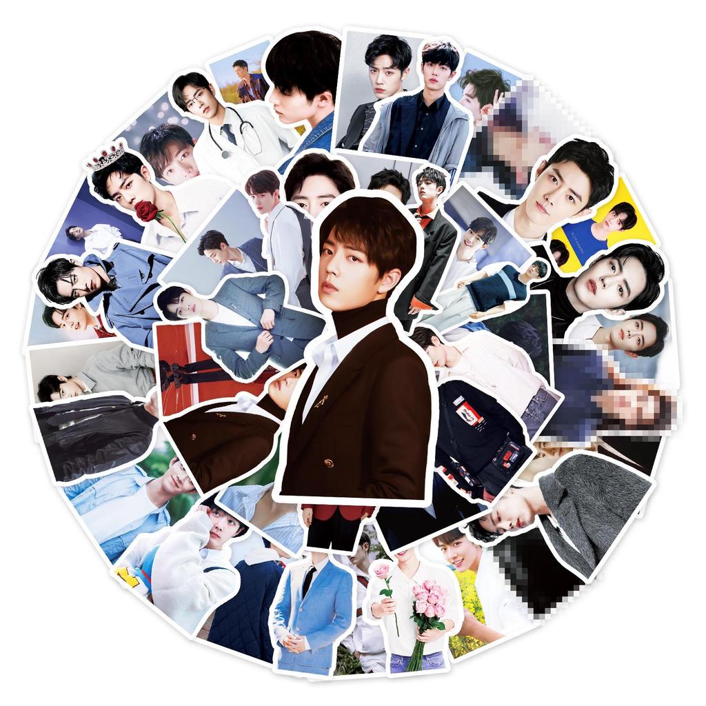 50-Piece Xiao Zhan Fashion Sticker Set for Notebooks, Luggage, Scooters, Cars