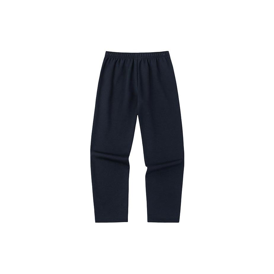 Anta Solid Color Mid Waist Cuffed Fleece Casual Pants Women Pants Black 962357304-1