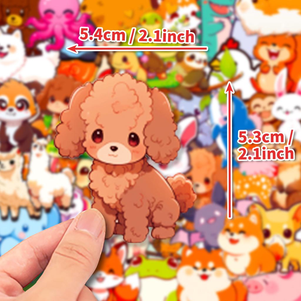 50 Mini Animal Stickers Q Version Animal Doodle Stickers Cartoon Cute Student Children Handbook Material Stickers