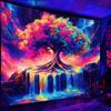 Simpkeely Tree of Life Blacklight Tapestry UV Reactive Colorful Waterfall Tapestry Galaxy Space Starry Sky Wall Tapestries Hanging for Bedroom -