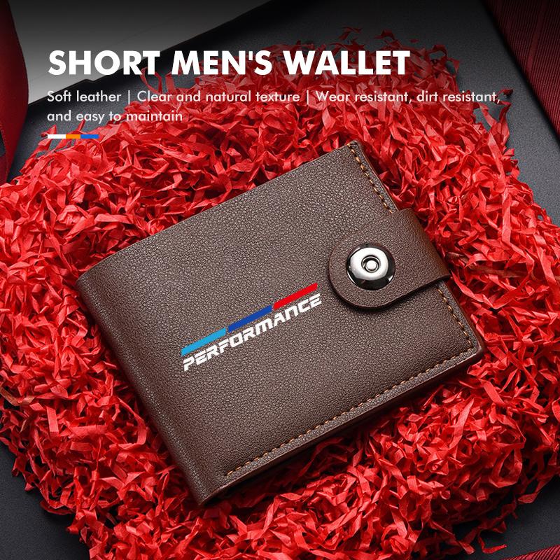 OMPC8 Leather Wallet Short Multi Credit Card Holder Male Purse Money For BMW 1 3 5 Series G30 G32 G38 2021 2020 2019 2018 E46 E91