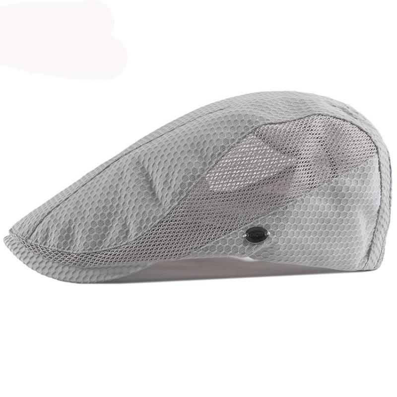 

HT3209 New Beret Cap Summer Hat Men Women Berets Flat Cap Male Female Breathable Mesh Cap for Men Retro Artist Painter Beret Hat 55-60cm adjustable світло-сірого кольору