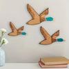 3 Pezzi: Decorazione Murale Artistica Anatra Verde alla Moda Creativa Decorazione Murale Anatra in Legno Soggiorno Ufficio Adesivi Murali Decorazione per la Casa