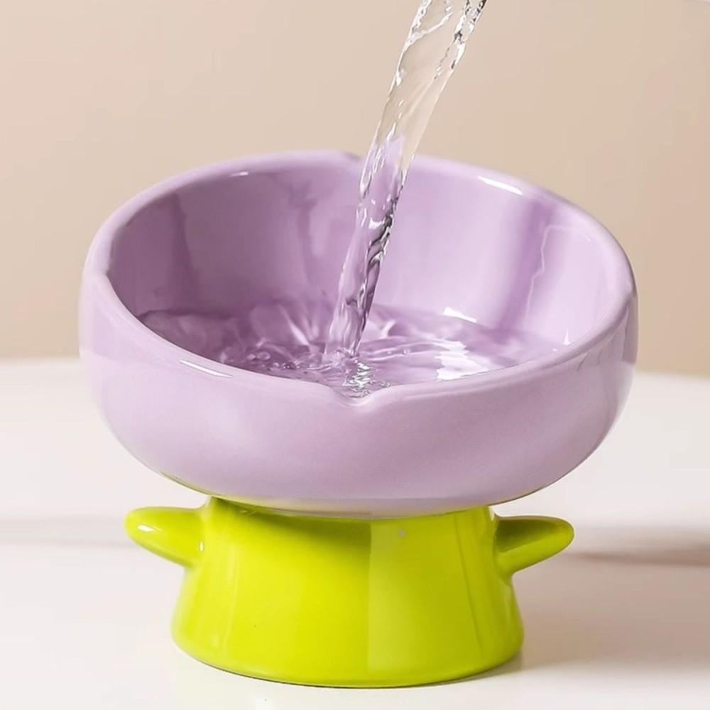 Non-slip Ceramic Cat Bowl Large-mouthed High Foot Bowl Simple Dog Food Bowl  Pet Drinking