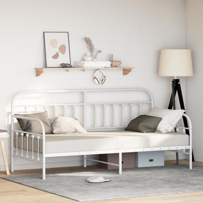 Lit Aday vidaXL Blanc 107x203 cm Acier 42002648