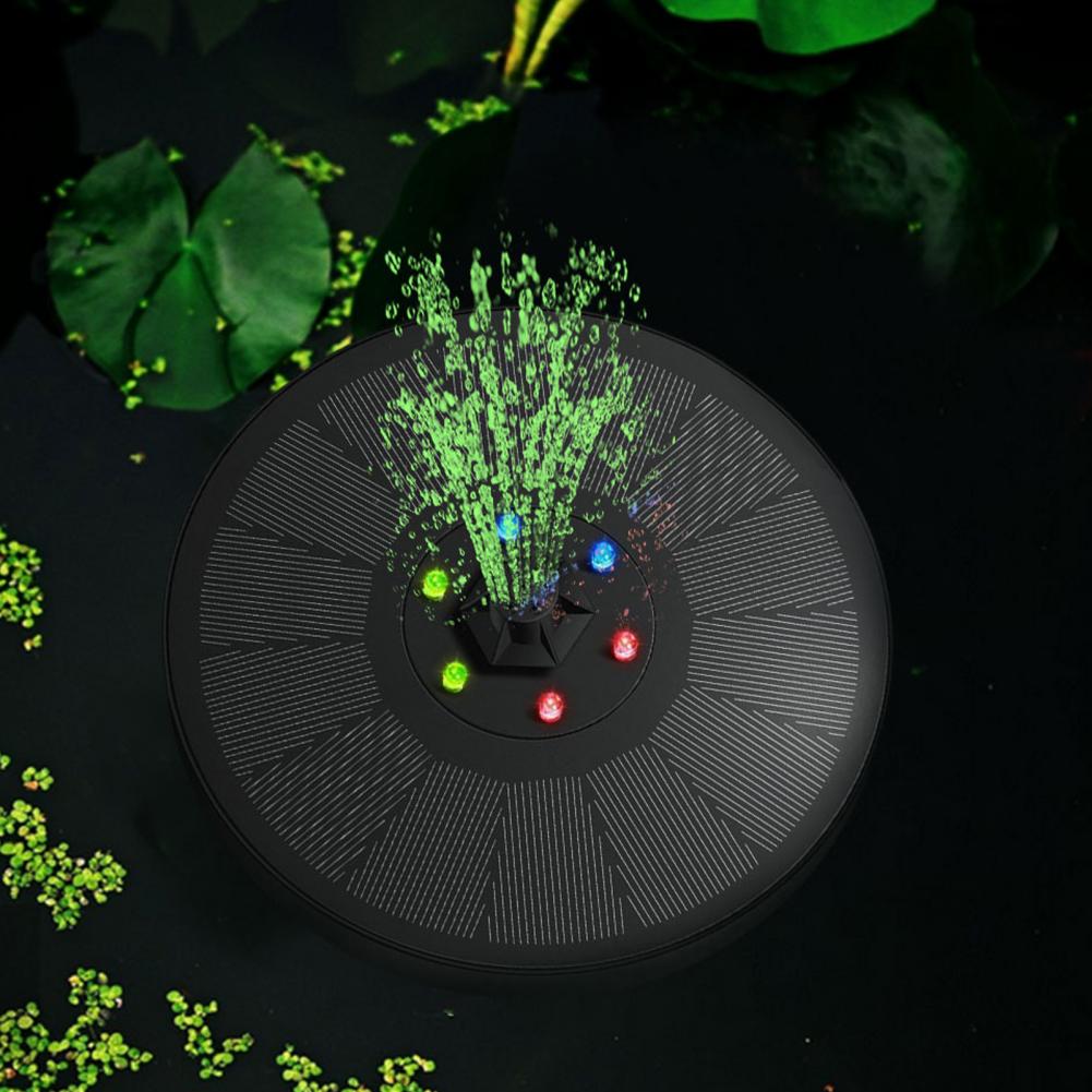 Solar Fountain with LED Lights Birds Bath Garden Pond Pool Decorative Outdoor DIY Potential for Garden