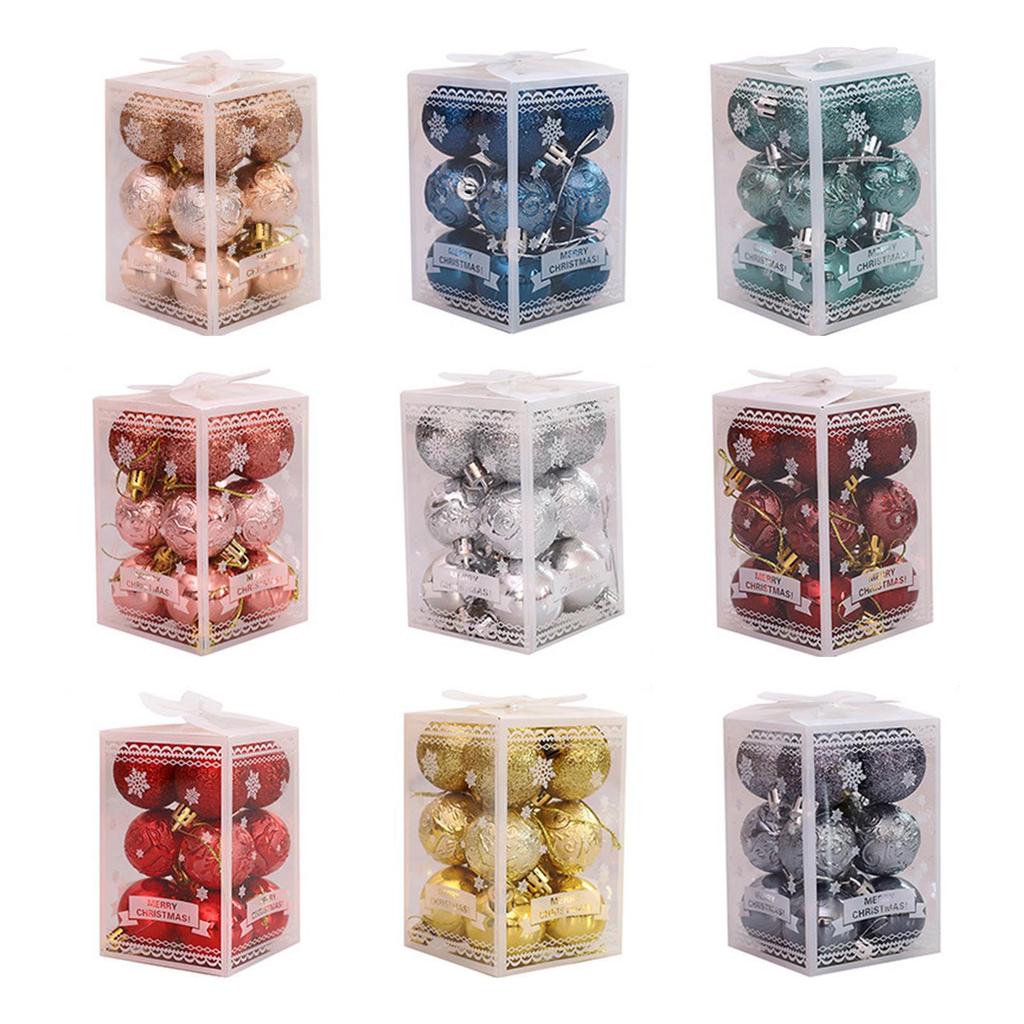 12Pcs Christmas Balls Christmas Tree Ornaments Ball Home Decor Xmas Hanging Christmas Party Decorations New Year Gift