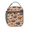 Strandmuschel und Seestern Muster Isolierte Lunchtasche für Damen Kinder Tragbare Lebensmittelboxen Thermische Lunchbox Tragetasche