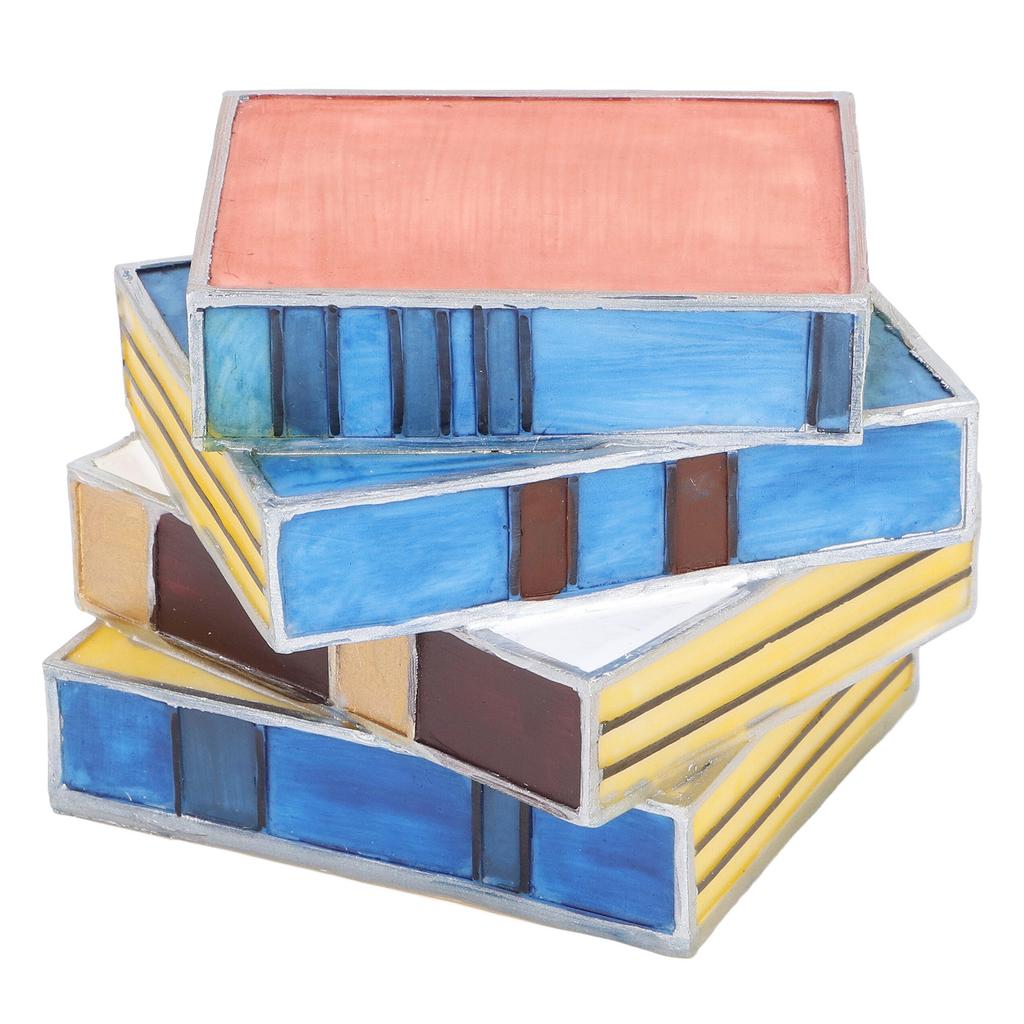 Stained Book Lamp Vintage Style Soft Lighting Stacked Books Table Lamp for Bedroom