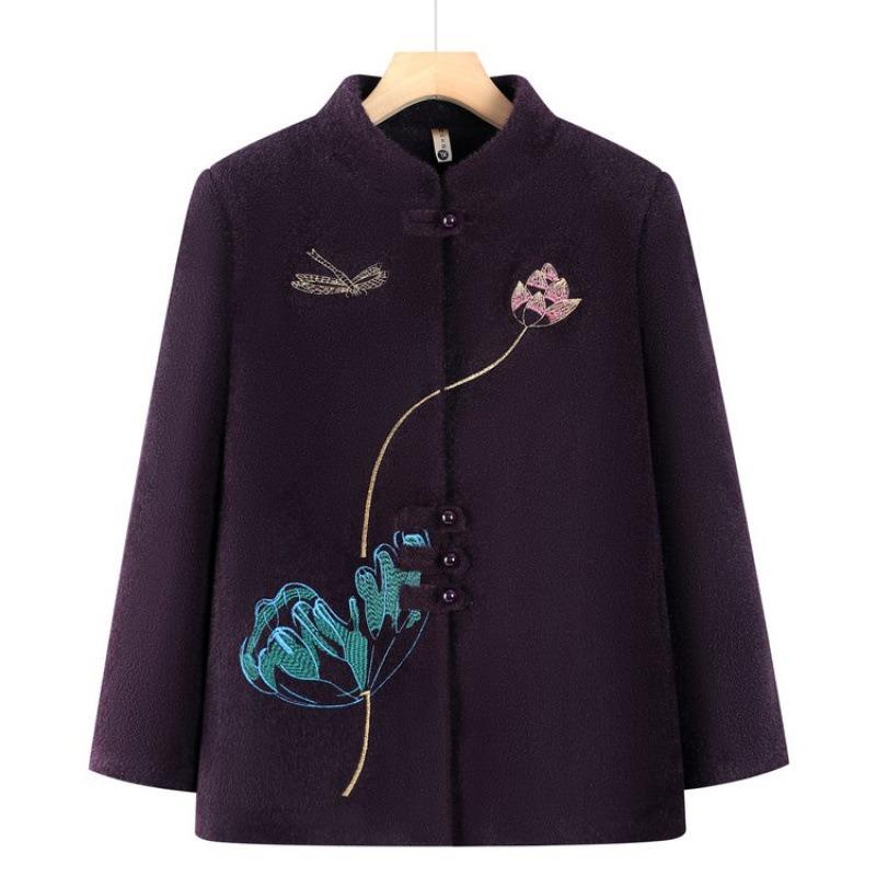 Winter Coat Fleece Thickened Winter Stand-up Collar Autumn and Winter Old Lady Clothes On Clothes