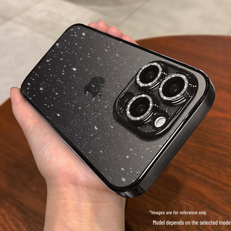 Compatible Glitter Lens Film Phone Case for Apple 17 Pro Max & 16 Pro with Electroplated TPU Full Coverage & Drop Protection