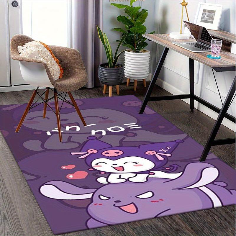 1pc Sanrio Kuromi Mermaid Printed Office Carpet Rectangle Rug Under The Table,Perfect Room Decor for Living Room, Bedroom, Kitchen, Non-slip Floor Mat