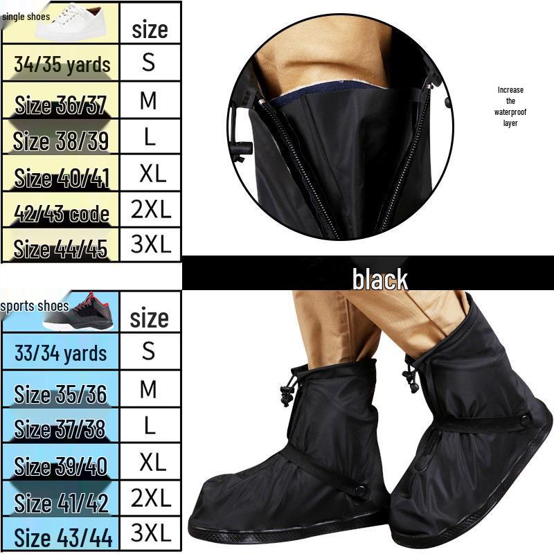 Unisex Waterproof Non-slip Thickened Rain Boot Covers with Wear-resistant Sole for Outdoor Use