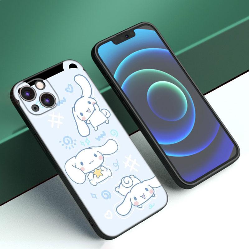 Husă de Telefon Kawaii Cinnamoroll Pentru Apple iPhone 12 13 Mini 11 14 15 Pro Max 7 8 Plus X XR XS SE 2020 2022 Husă Neagră din Silicon