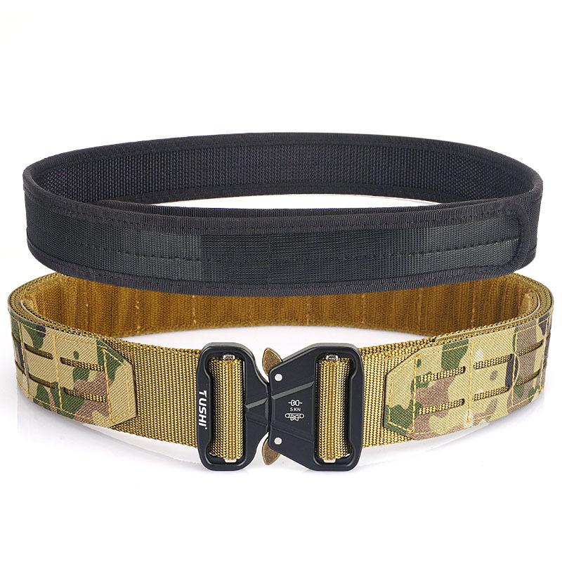 New Men'S Commuting Belt With Automatic Buckle Nylon Waistband, Outdoor Leisure Versatile Double-Layer Thick Belt