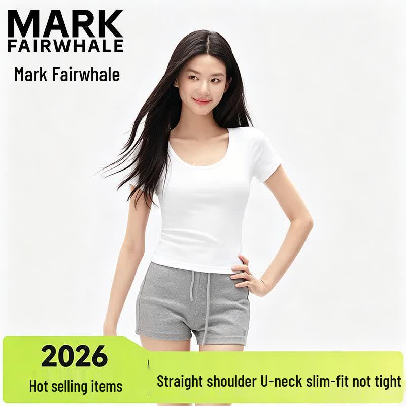 MARK FAIRWHALE Women s U-Neck Slim Fit Short Sleeve T-Shirt S
