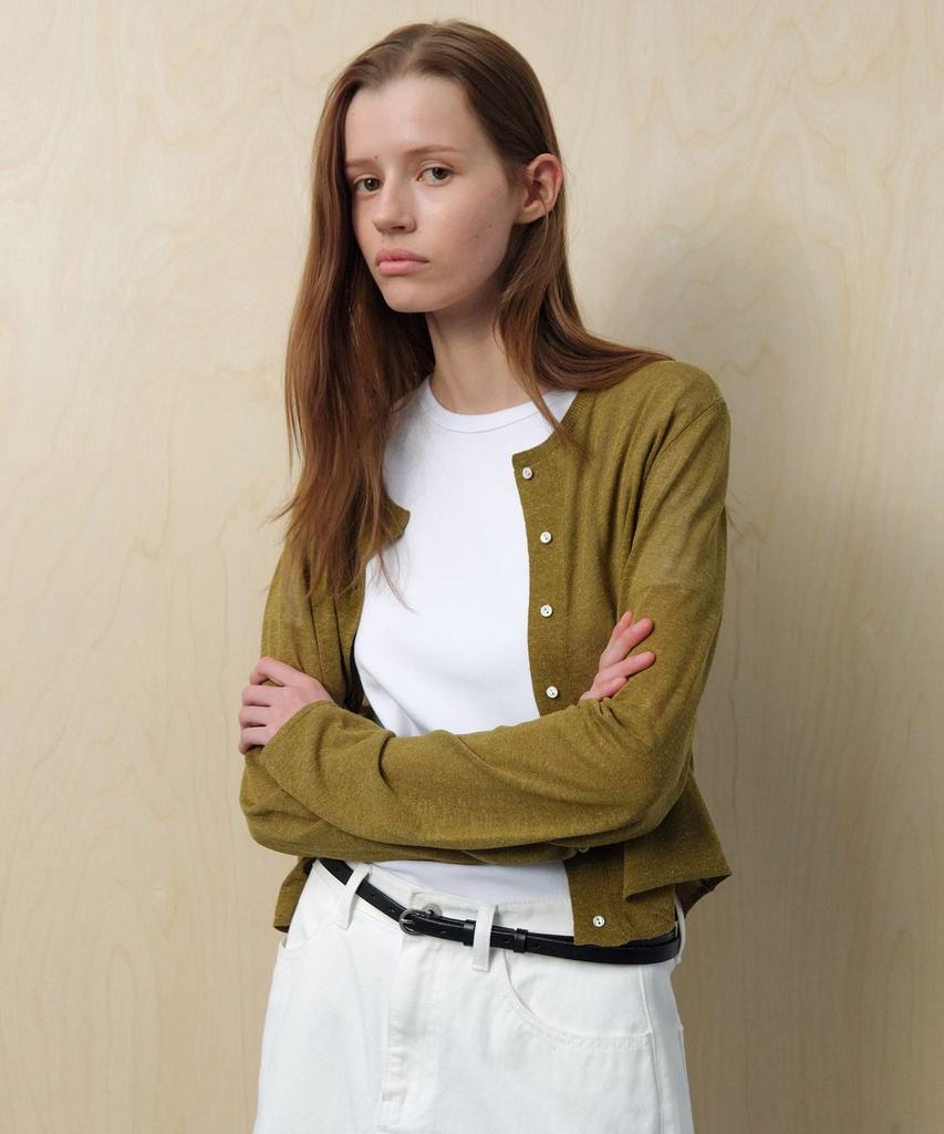 Leuba Light Linen Cardigan - Matcha Olive