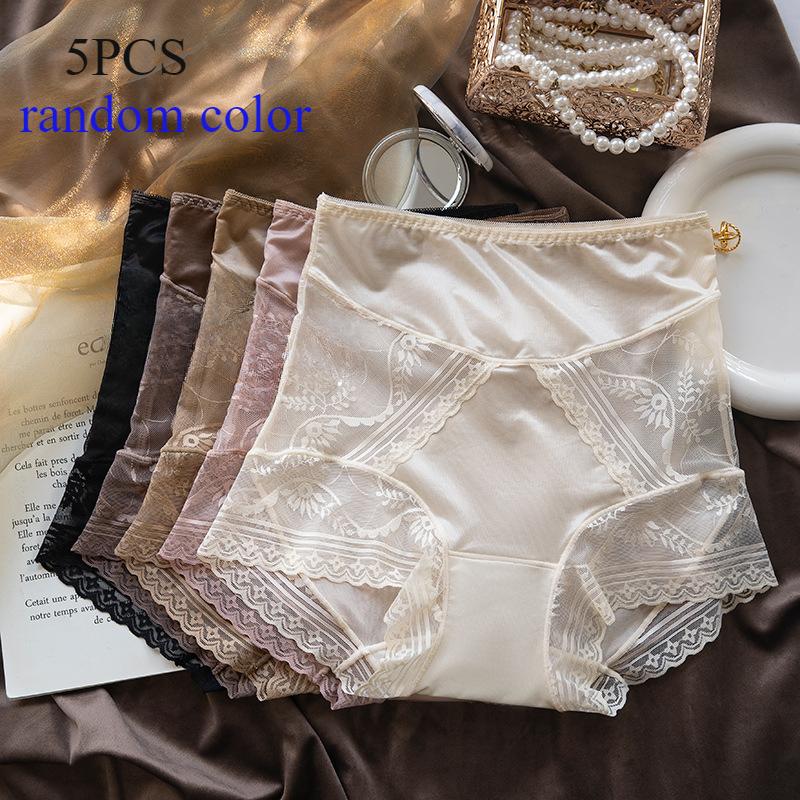 5pcs/set Women Panties Mesh Sexy Briefs Lingerie Female Underwear