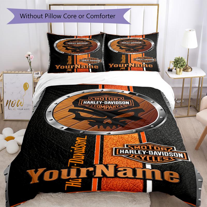 Motociclette Harley-Davidson Personalizza il tuo nome Set Biancheria da Letto Copripiumino Traspirante con Federe Decorazione per la Casa Regalo di Compleanno