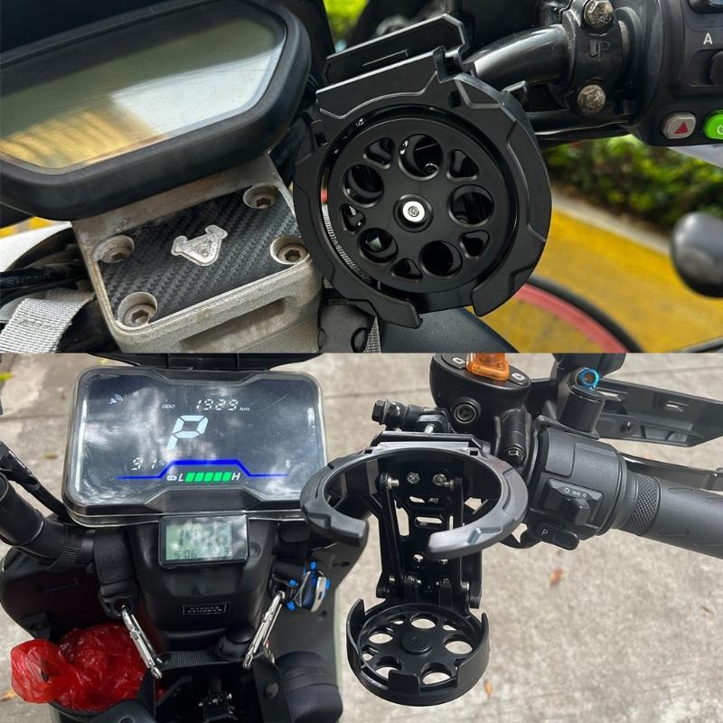 Bike Cup Support for Bar Tube, Round Screw Fastener with Joint Arm and Base Plate, Black Travel Cup Rest for Day to Day Outdoor Use