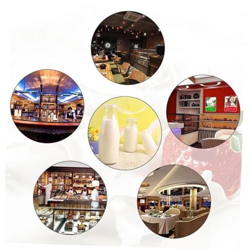 BESTonZON 6-Piece Heat-Resistant Milk Bottles, 250ml, Glass Milk Jug, Glass Pudding Jar, Pitcher, Vintage Milk Bottles with Caps, Drinking Bottles, Te